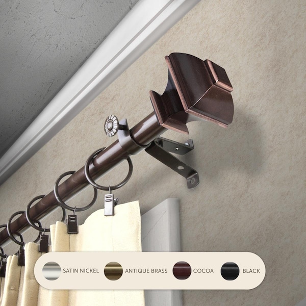 Central Design 0.8125 in. Vicky Curtain Rod with 66 to 120 in. Extension, Cocoa 4882-667 - main